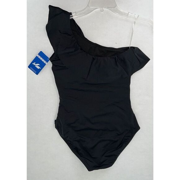 Hilor Womens Sz 6 1-Piece Swimsuit One Shoulder Swimwear Black NWT - Picture 4 of 13